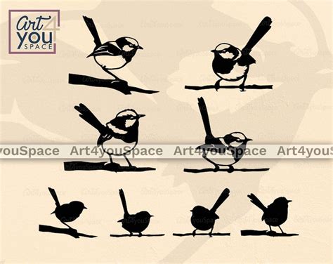 Blue Wren Svg Files For Cricut Australian Bird On Branch Etsy Uk