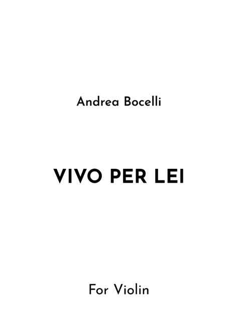 Vivo Per Lei Arr Jireh J By Andrea Bocelli Sheet Music For Violin