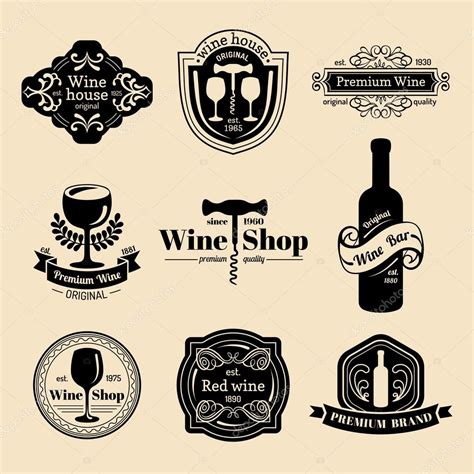 Conjunto De Logotipo De Vino Vintage Vector Gráfico Vectorial