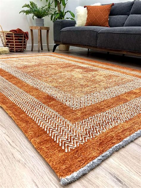 Alfa Rich 3x5 Burnt Orange Washable Area Rugs For Living