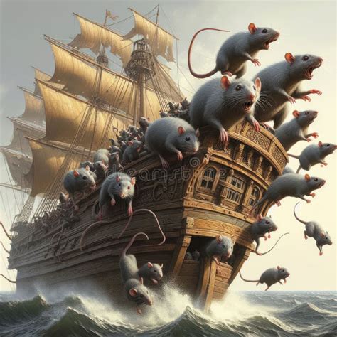 Rats Are Running From A Sailing Ship Stock Illustration Illustration