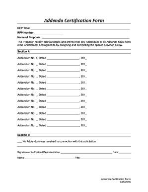 Fillable Online Addenda Certification Form Fax Email Print PdfFiller