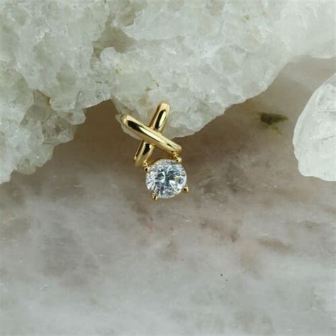 14k Yellow Gold Cubic Zirconia X Pendant Ebay