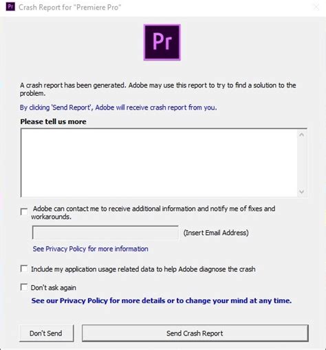 Crash Report For Premiere Pro Adobe Community