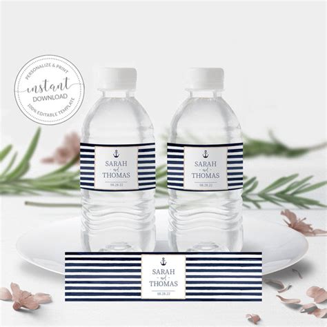 Nautical Wedding Water Bottle Labels Template Printable Drink