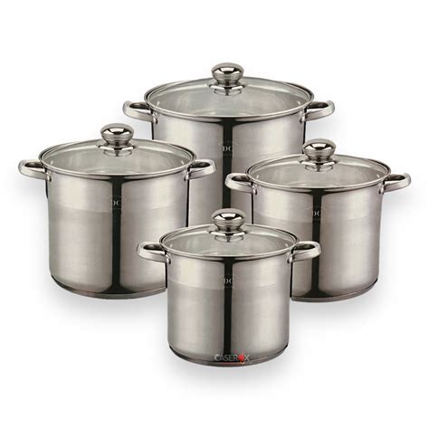 Set 4 Ollas Acero Inoxidable 5 6 5 8 Y 10L Deliziosa Cucina CASEROX