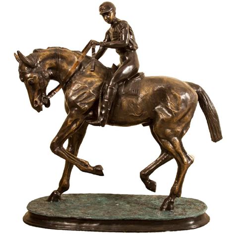 Stunning Large Horse and Jockey Bronze Sculpture, Mene For Sale at 1stdibs