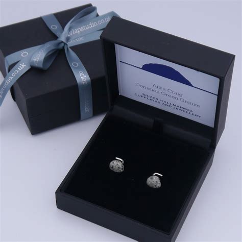 Ailsa Craig Granite Curling Stone Stud Earrings • Orlap Studio