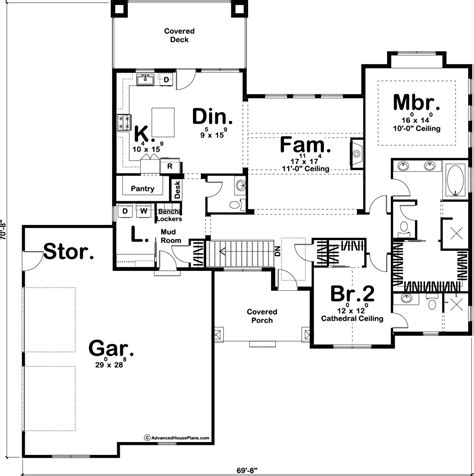 1 Story Craftsman Style House Plan Langley