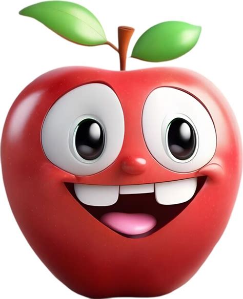 Premium Psd Adorable Cartoon Apple Grins With Rosy Cheeks