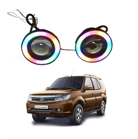 Trigcars Tata Safari Storme Car Rainbow Colours Angel Eye Fog Lamp Car