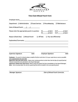 Fillable Online Clarke College Missed Punch Form Fax Email Print