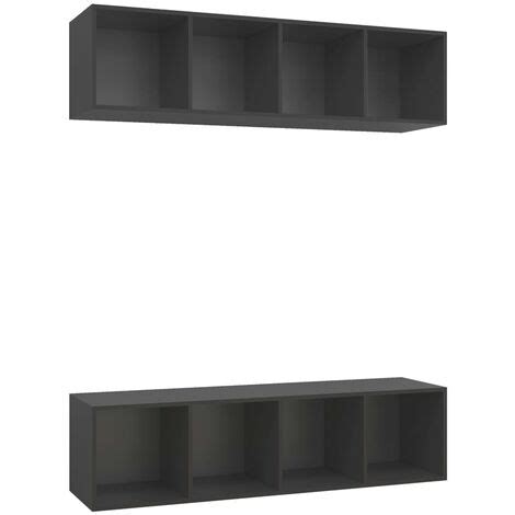 Meubles TV muraux 2 pcs Gris Aggloméré