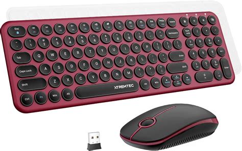 Wireless Keyboard And Mouse Xtremtec Compact Size Cute Keyboard Retro Round Keycap 24ghz