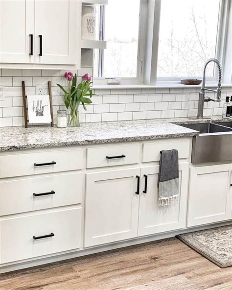 White Farmhouse Kitchen Cabinets with Black Hardware - Soul & Lane