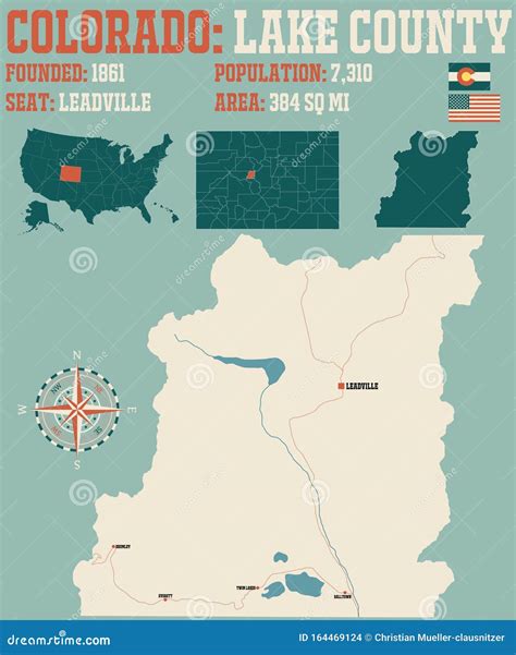 Map of Lake County in Colorado Stock Vector - Illustration of nation ...