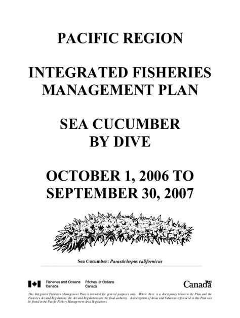 Fillable Online Waves Vagues Dfo Mpo Gc Managing Sea Cucumber Fisheries