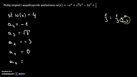 Stopień i współczynniki wielomianu 1 YouTube