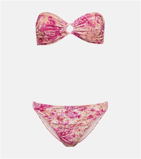 Etro Floral Velvet Bandeau Bikini Etro