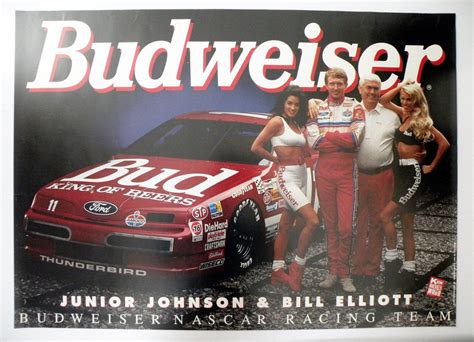 Vintage Nascar Poster Bill Elliot Junior Johnson Budweiser