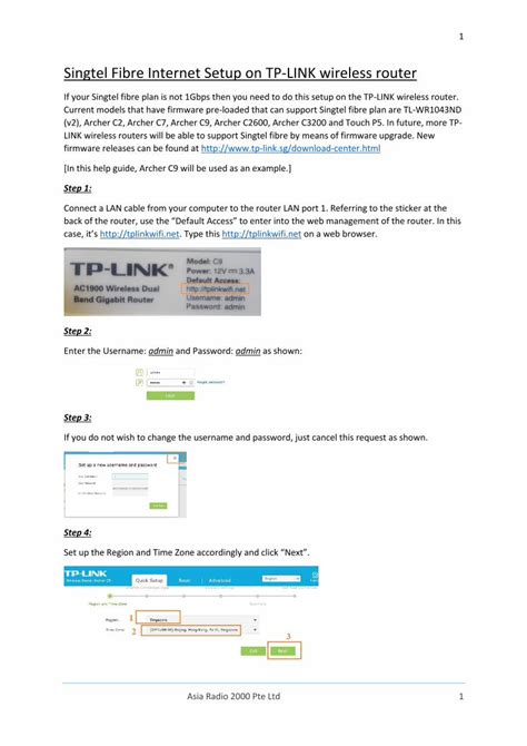 Pdf Singtel Fibre Internet Setup On Tp Link Wireless