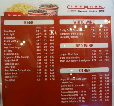 Cinemark Waco Food Menu