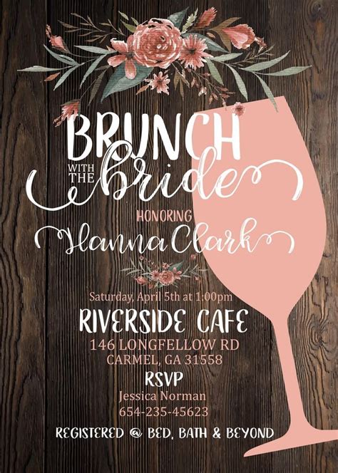 Bridal Shower Invitation Brunch With The Bride Rustic Bridal Invite