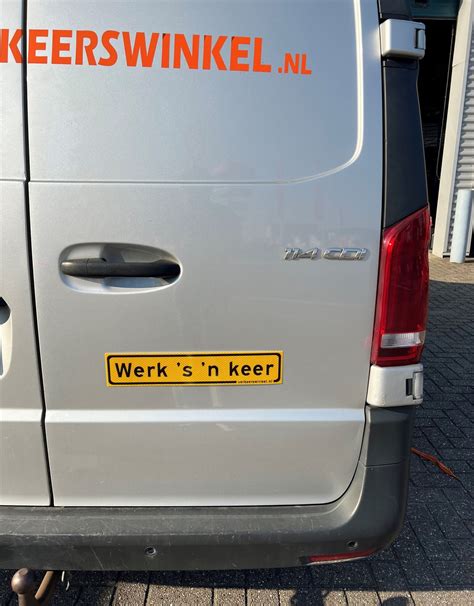 Werkverkeer Magneetsticker Tekst Werk Eens Een Keer 40 Cm X 8 Cm