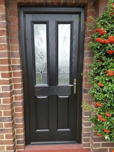 2 Panel 2 Square Flair Composite Front Door In Black With Black Frame Composite Door