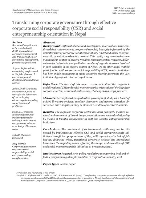 transforming corporate governance  effective corporate