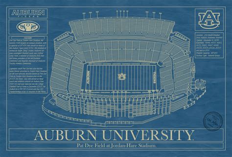 Auburn University - Jordan-Hare Stadium - Blueprint Art - Stadium ...