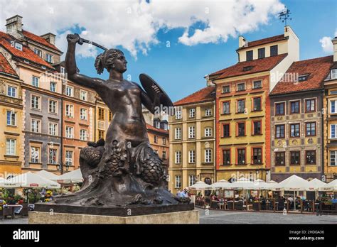 Mermaid Warsaw Bronze Statue Mermaids Warsaws Statues Stock Photo