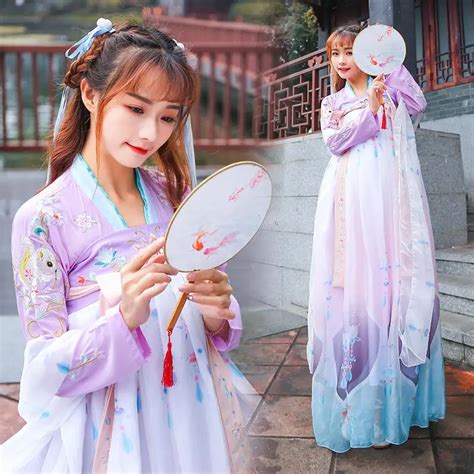 Hanfu Ladies Chinese Folk Dance Costume Clothing Hanfu Female Fairy Costume Outfit Modified