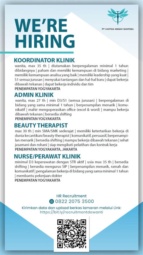 Lowongan Kerja Koordinator Klinik Admin Klik Beauty Therapist