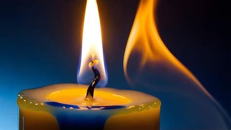 Premium AI Image | Detailed closeup of blue and yellow candle flame