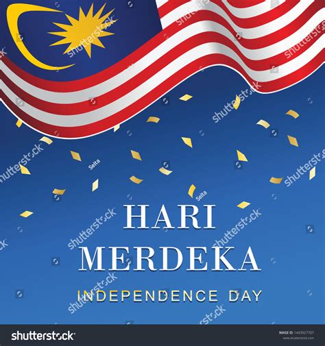 Hari Merdeka Malaysia Independence Day Waving Stock Vector Royalty