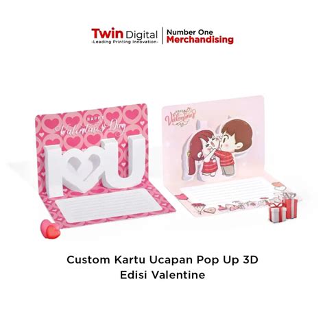 Custom Kartu Ucapan Pop Up D Amplop Greeting Card Edisi Valentine