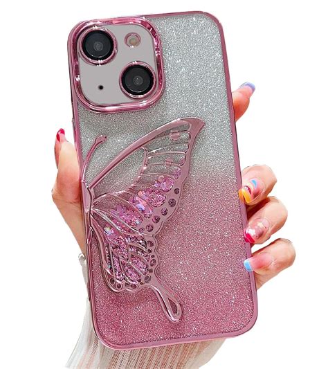 Mobistyle Silicone Designed For IPhone 15 Plus Cover With Glitter Cute