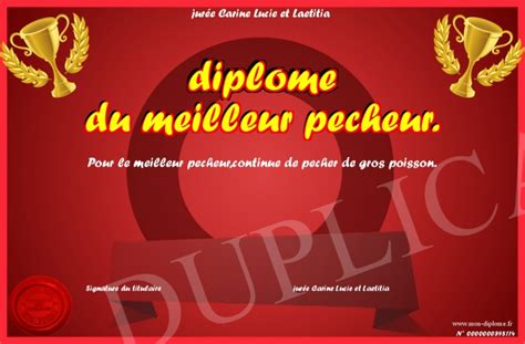 Diplome Du Meilleur Pecheur