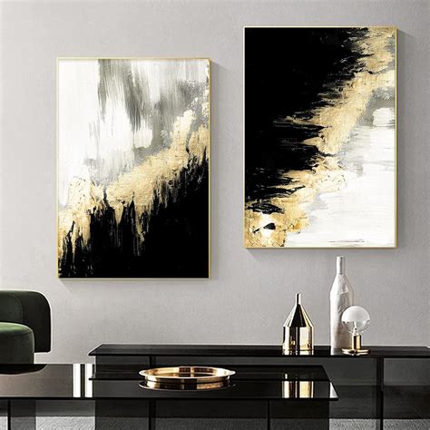 Amazon Black And Gold Abstract Wall Art Black Grey Gold Painting