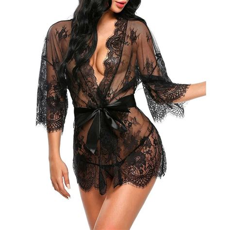 Lingerie Sexy Vestido De Renda Robe Feminino Roupa De Noite Roupa