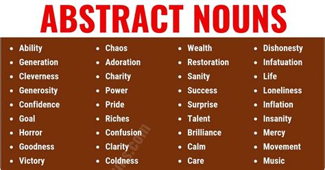 Abstract Noun List Of 150 Common Abstract Nouns In English ESL Forums