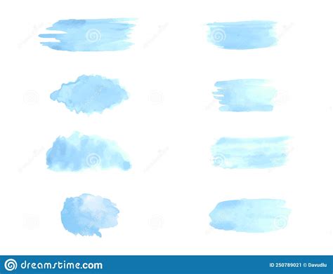 Set Of Blue Watercolor Wet Wash Splash Brush Background Vector