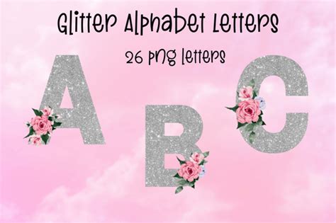 Silver Glitter Alphabet Graphic By Spoiled By Madhuri · Creative Fabrica