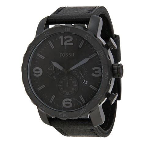 Fossil Nate Chronograph Black Dial Black Ion Plated Men S Watch Jr