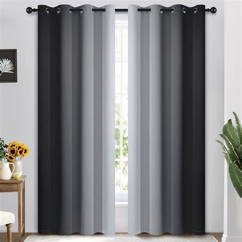 Sss 2 Pc Black Solid Blackout Room Darkening Panel Curtain Set Two