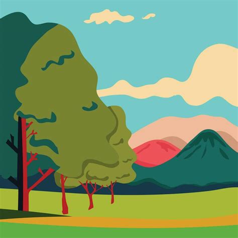 Countryside View Flat Pop Art Style Vector Illustration 25850905 Vector