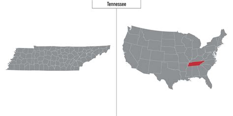 map of Tennessee state of United States and location on USA map 28649641 Vector Art at Vecteezy