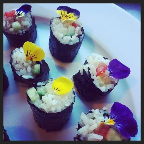 Beautiful Viola Petals On Homemade Sushi The Perfect Canapé With