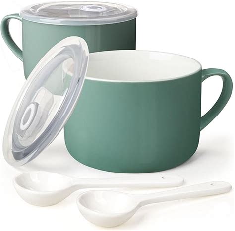 Amazon Wareland Soup Bowls With Handles Spoons Oz Ceramic